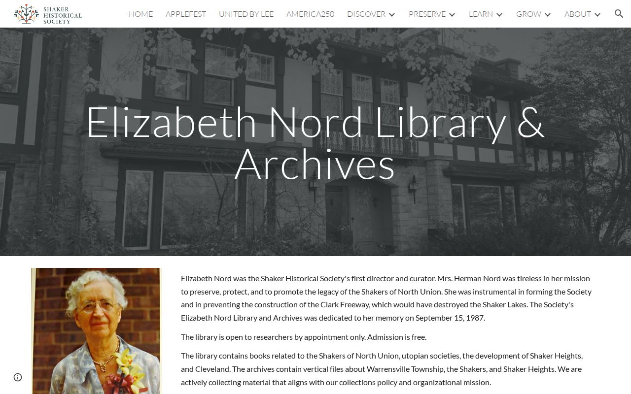 Shaker Heights previous residents Shaker Historical Society library archives