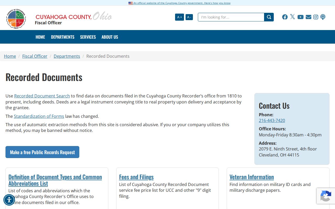 Shaker Heights previous residents Cuyahoga recorded documents office